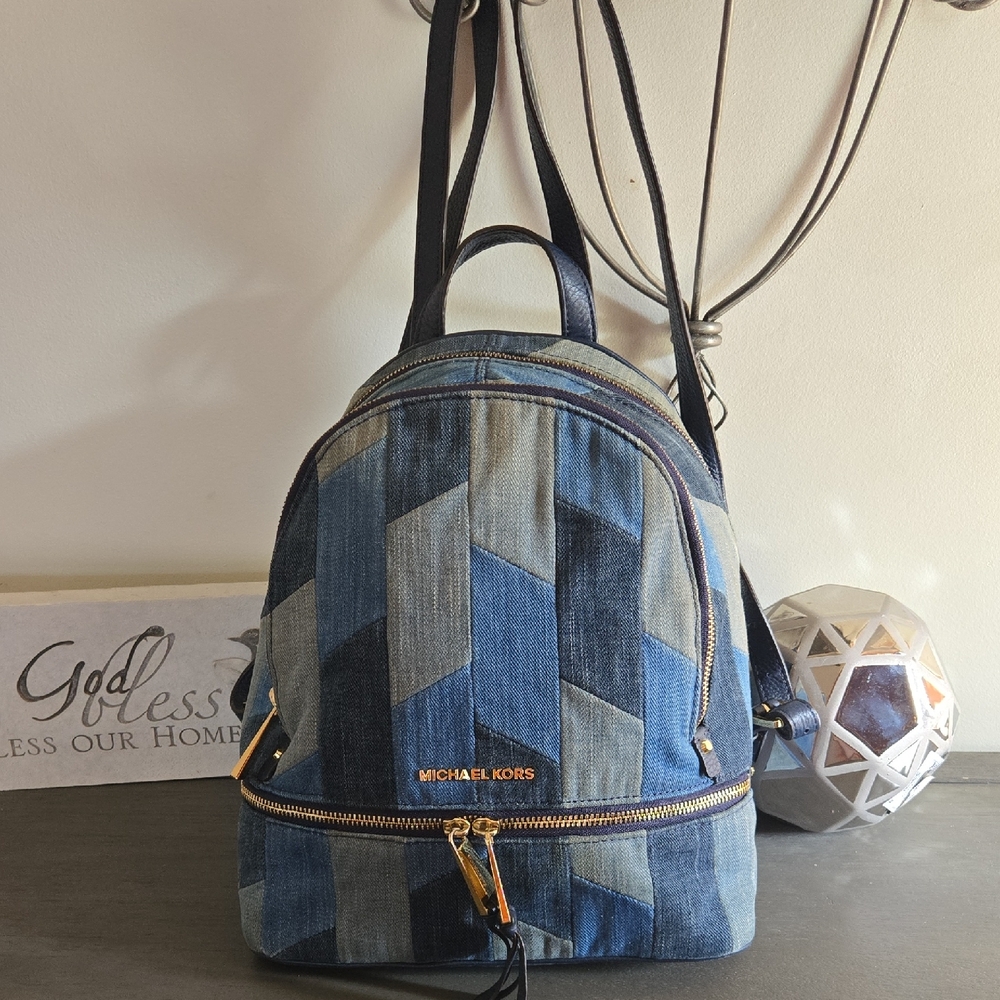 Michael Kors Denim Patchwork Backpack - image 1